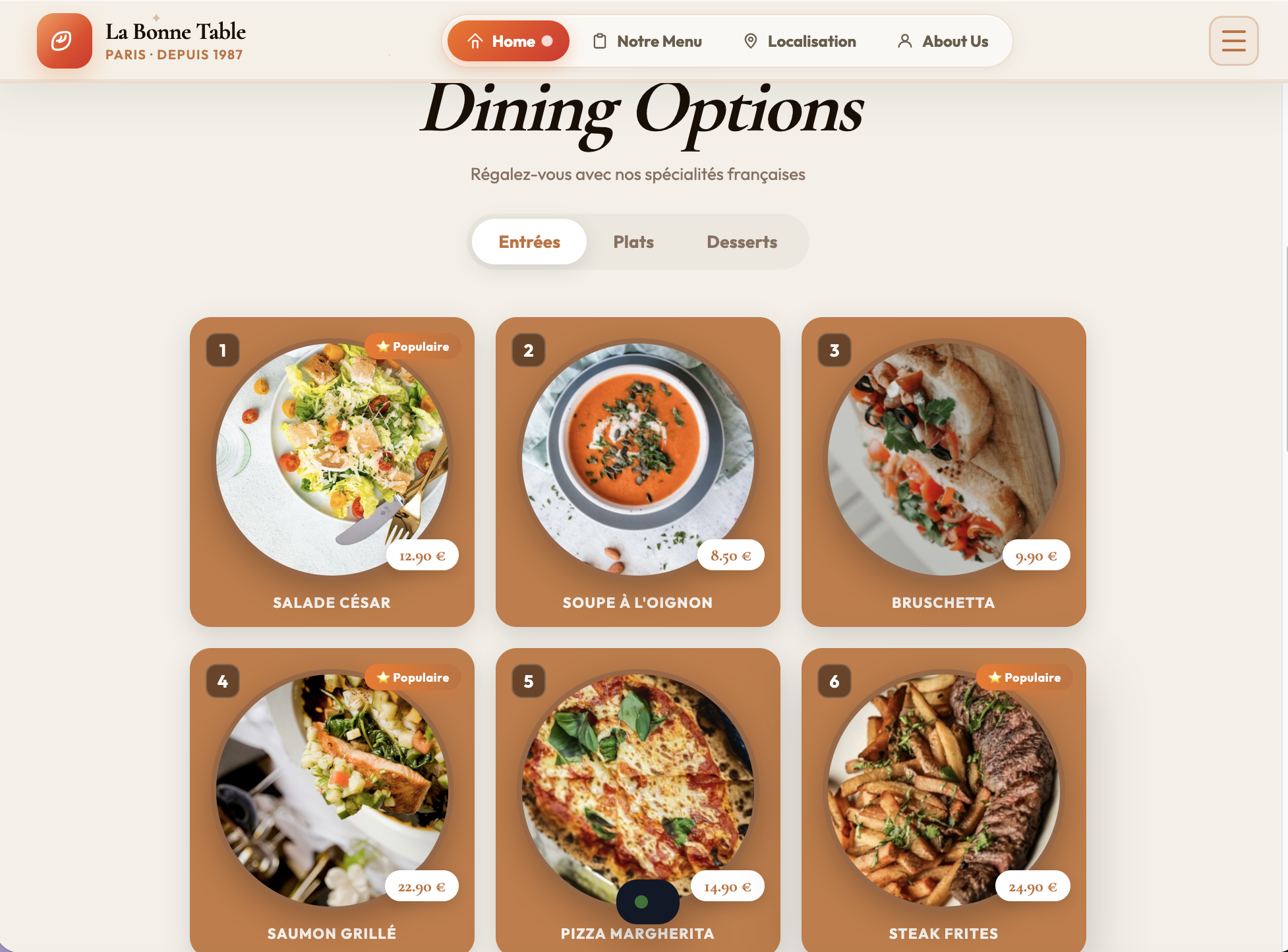 La Bonne Table — Dining Options